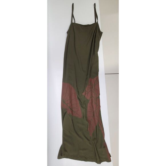 Hilo Hawai'i Cotton Maxi Dress Green Floral Summer Dress Small Lilo & Stitch - Picture 1 of 5
